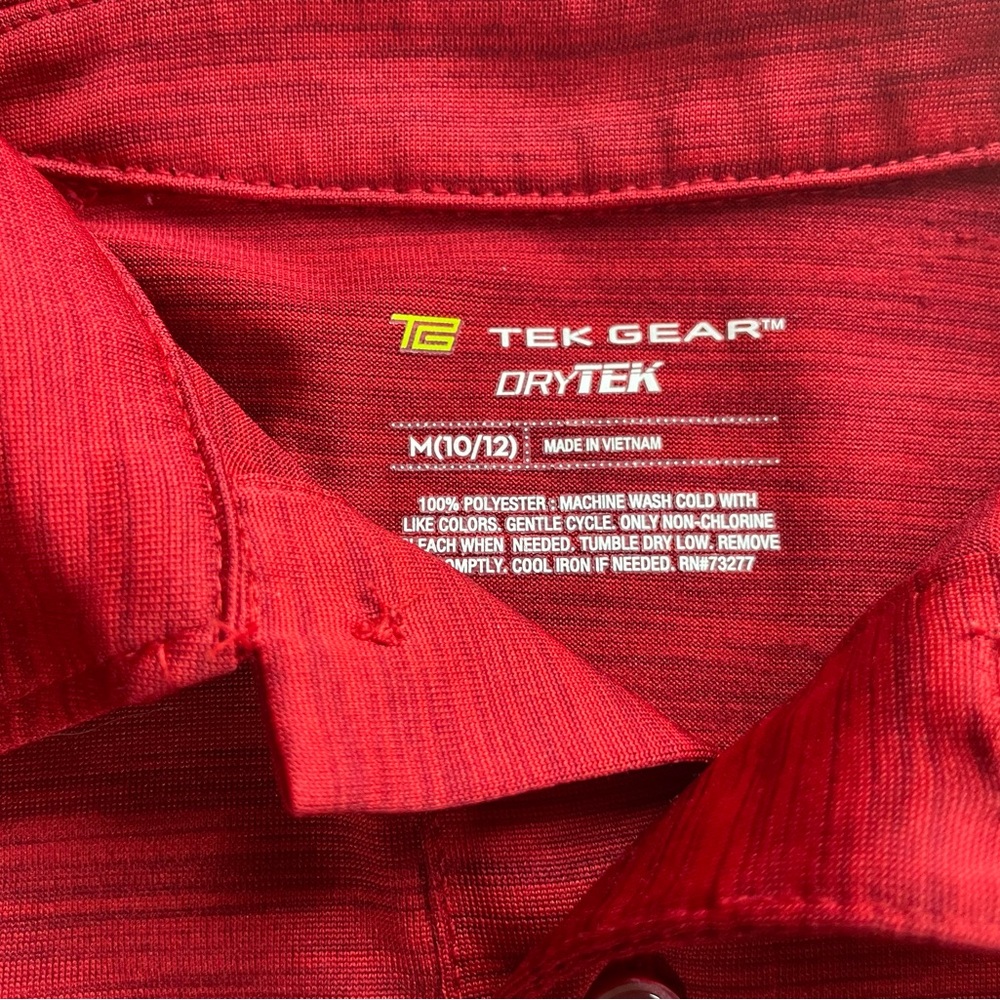 3/$30 | Tek Gear Dry Tek | Red Heather Performance Polo for Boys | M (10-12) - Picture 7 of 8